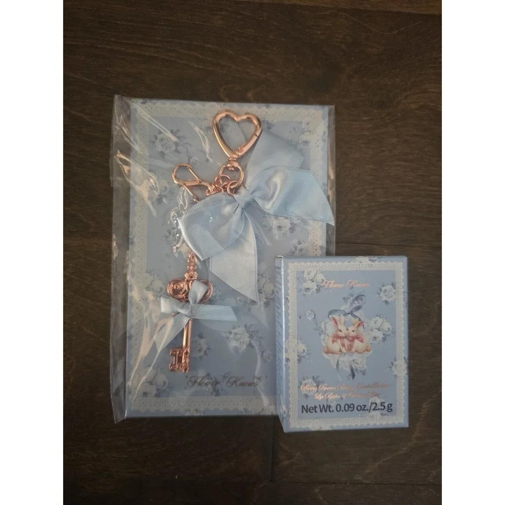 Flower Knows Bunny garden Collection  lip balm 01 Creamy Blue mirror Keychain - Picture 3 of 8